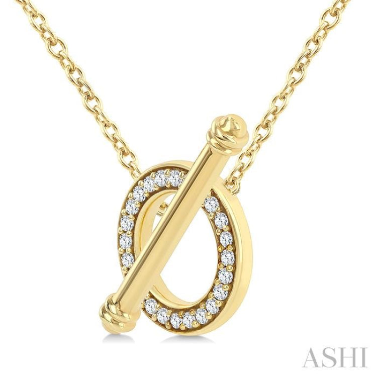 1/8 Ctw Circle Toggle Single Cut Diamond Fashion Necklace in 10K Yellow Gold