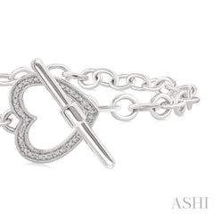 1/10 Ctw Heart Toggle Single Cut Diamond Fashion Bracelet in Sterling Silver