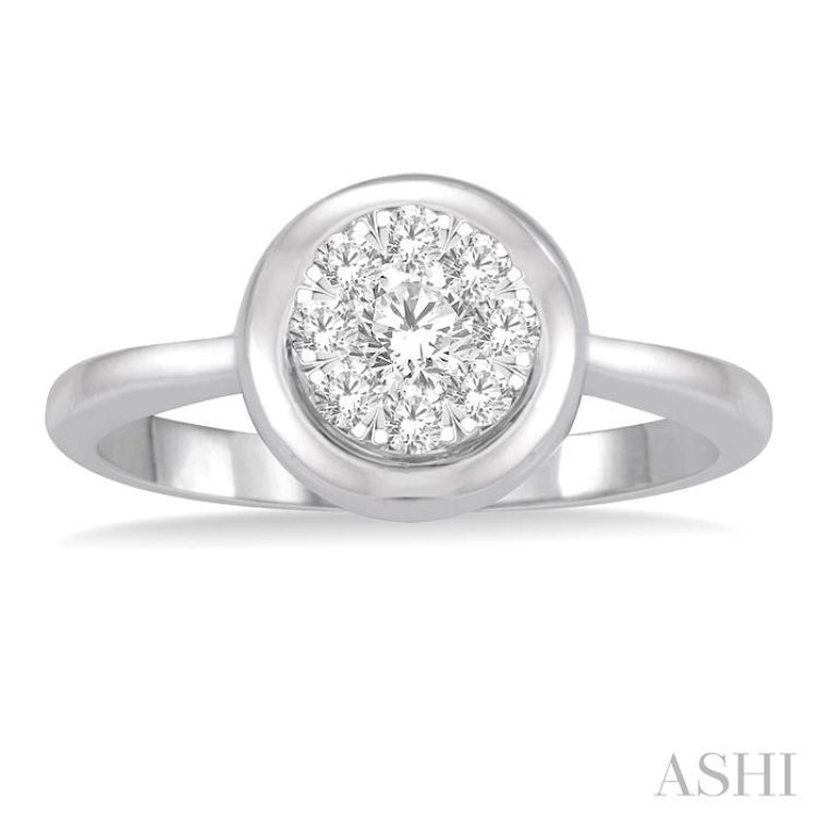 1/3 Ctw Round Diamond Lovebright Ring in 14K White Gold