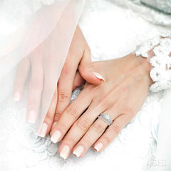 7/8 Ctw Diamond Wedding Set with 3/4 Ctw Lovebright Round Cut Engagement Ring and 1/6 Ctw Wedding Band in 14K White Gold