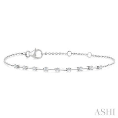 1/4 Ctw Round Cut Diamond Floating Fashion Chain Bracelet in 10K White Gold