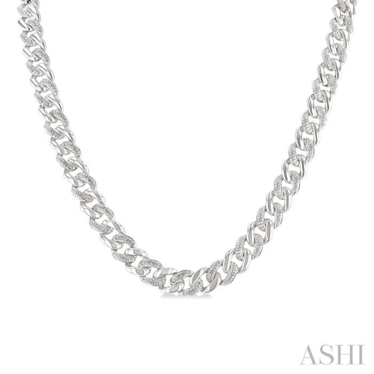 1/4 Ctw Single Cut Diamond Curb & Cuban Necklace in Sterling Silver