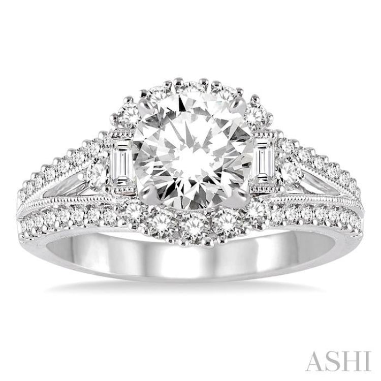 3/4 Ctw Diamond Semi-mount Engagement Ring in 14K White Gold