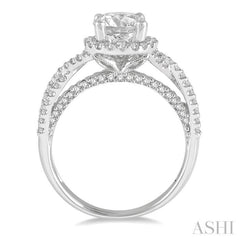 1/2 Ctw Circular Center Criss-Cross Shank Round Cut Diamond Semi-Mount Engagement Ring in 14K White Gold