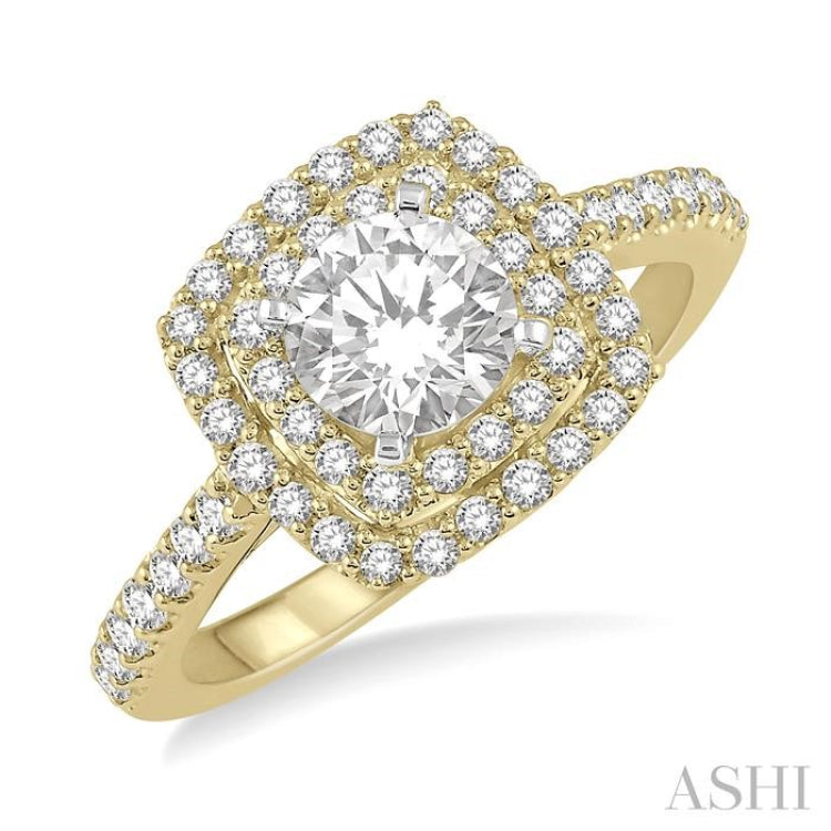 1/4 Ctw Round Cut Semi-Mount Diamond Engagement Ring in 14K Yellow and White Gold