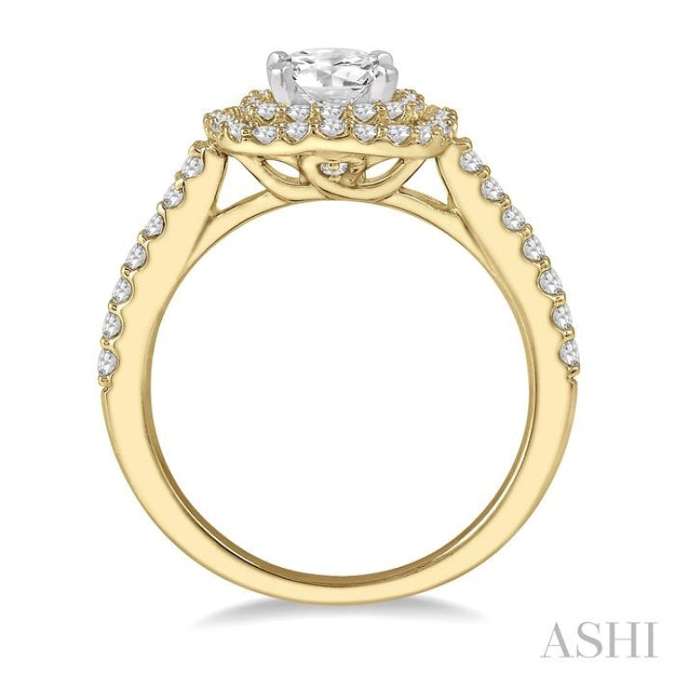 1/4 Ctw Round Cut Semi-Mount Diamond Engagement Ring in 14K Yellow and White Gold