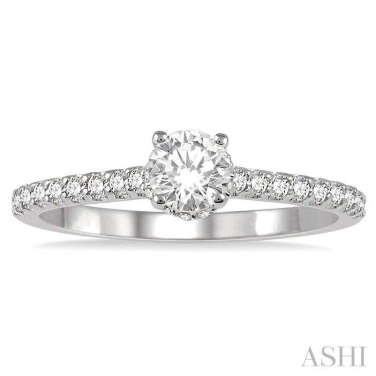 1/5 Ctw Round Cut Diamond Semi-Mount Engagement Ring in 14K White Gold