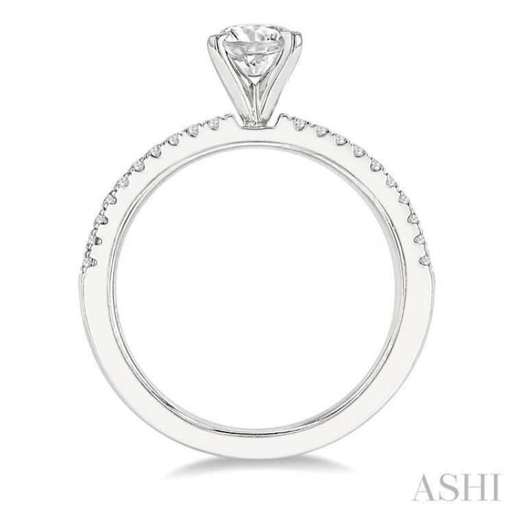 1/3 Ctw Round Cut Diamond Semi-Mount Engagement Ring in 14K White Gold
