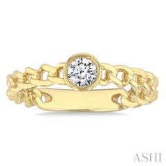 1/5 Ctw Bezel Set Round Cut Diamond Curb Link Fashion Ring in 14K Yellow Gold