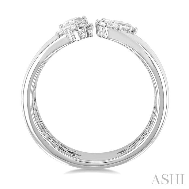 3/4 Ctw Open Top Mixed Diamond Cut Wide Fashion Band in 14K White Gold