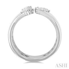 3/4 Ctw Open Top Mixed Diamond Cut Wide Fashion Band in 14K White Gold