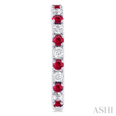 1.80 MM Round Shape Ruby and 1/4 Ctw Round Cut Diamond Precious Hoop Earrings in 10K White Gold