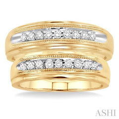 1/4 Ctw Round Cut Diamond Duos Ring Set in 14K Yellow Gold