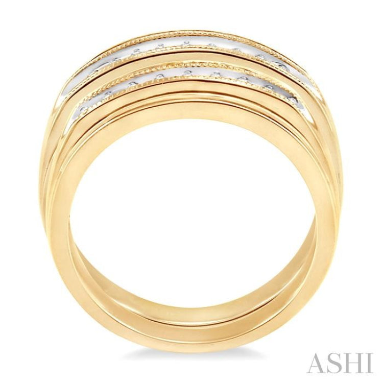 1/4 Ctw Round Cut Diamond Duos Ring Set in 14K Yellow Gold