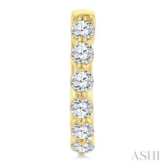 1 Ctw Prong Set Round Cut Diamond Hoop Earrings in 14K Yellow gold