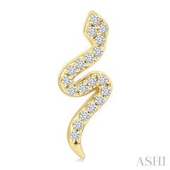 1/8 Ctw Petite Snake Round Cut Diamond Fashion Stud Earrings in 10K Yellow Gold