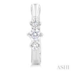 1/4 Ctw Three Stone Round Cut Diamond Hoop Earrings in 10K White Gold