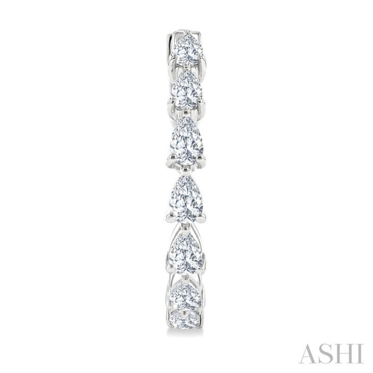 1 1/2 Ctw North-South Pear Shape Diamond Fashion Hoop Earring in 14K White Gold