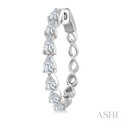 1 1/2 Ctw North-South Pear Shape Diamond Fashion Hoop Earring in 14K White Gold