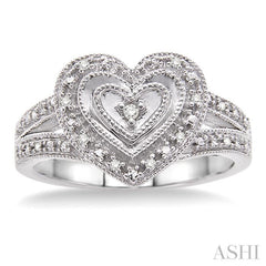 1/20 Ctw Heart Shape Single Cut Diamond Ring in Sterling Silver