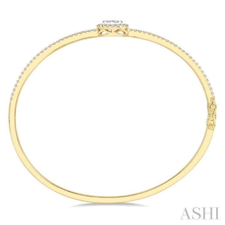 1 Ctw Round Shape Lovebright Round Cut Diamond Stackable Bangle in 14K Yellow and White Gold