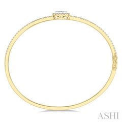 1 Ctw Round Shape Lovebright Round Cut Diamond Stackable Bangle in 14K Yellow and White Gold