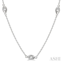 1/2 Ctw Marquise Motif Round Cut Diamond Station Necklace in 14K White Gold