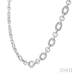 1/4 Ctw Single Cut Diamond Bold Oval Shape Rope Link Necklace in Sterling Silver
