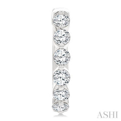 1 1/2 Ctw Prong Set Round Cut Diamond Hoop Earrings in 14K White gold