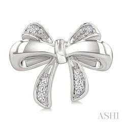 1/20 Ctw Bow Single Cut Diamond Fashion Earrings in Sterling Silver