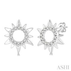 1/10 Ctw Petite Sun Round Cut Diamond Fashion Stud Earrings in 10K White Gold