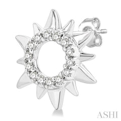 1/10 Ctw Petite Sun Round Cut Diamond Fashion Stud Earring in 10K White Gold