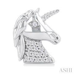 1/10 Ctw Petite Unicorn Round Cut Diamond Cut Fashion Stud Earrings in 10K White Gold