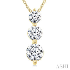 1 Ctw Round Cut Diamond Three-Stone Snowman Pendant With Chain in 14K Yellow Gold