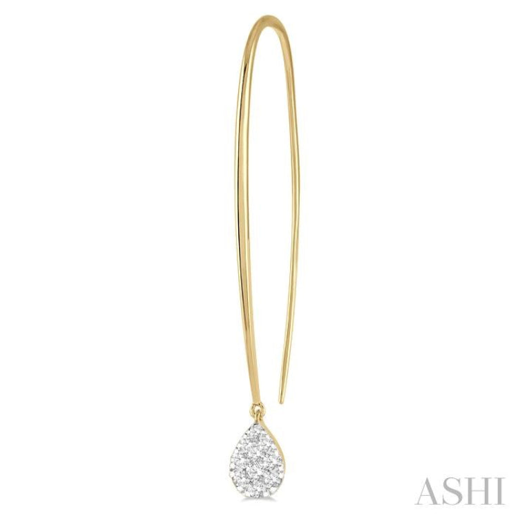 1/2 Ctw Pear Shape Dangler Lovebright Round Cut Diamond Earrings in 14K Yellow and White Gold
