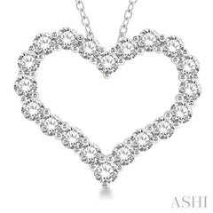 3 Ctw Heart Shape Round Cut Diamond Pendant With Chain in 14K White Gold