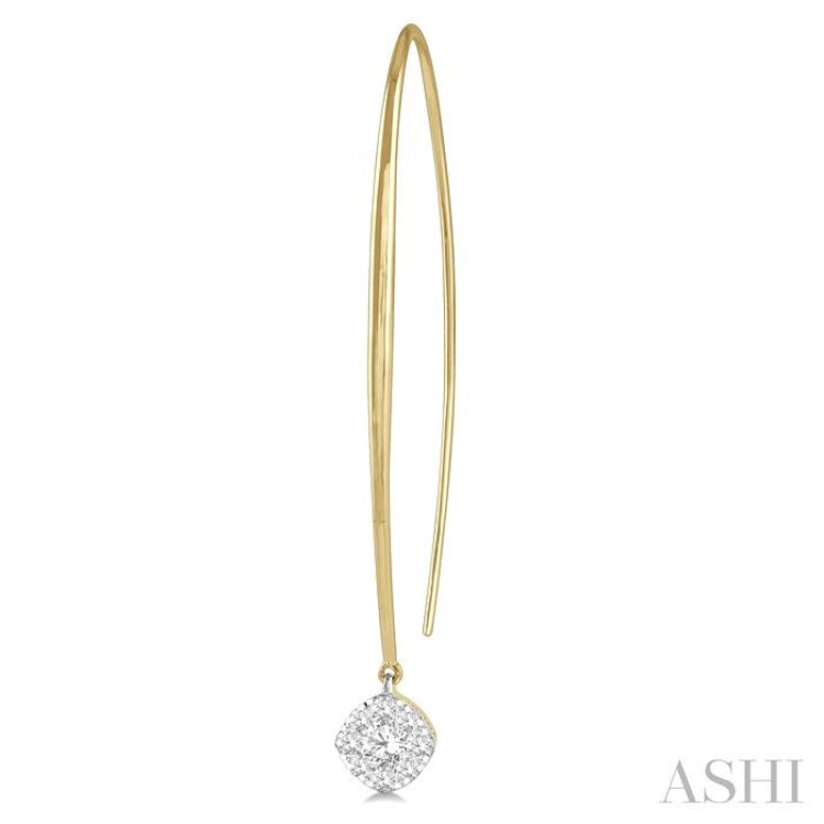 1/2 Ctw Cushion Shape Lovebright Round Cut Diamond Earrings in 14K Yellow & White Gold