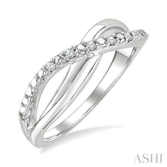 1/20 Ctw Split Criss Cross Single Cut Diamond Fashion Ring in Sterling Silver