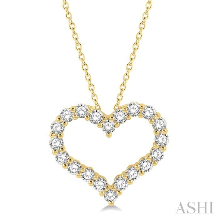 2 Ctw Heart Shape Round Cut Diamond Pendant With Chain in 14K Yellow Gold