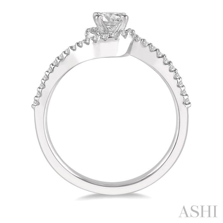1/5 Ctw Embraced Semi-Mount Round Cut Diamond Engagement Ring in 14K White Gold