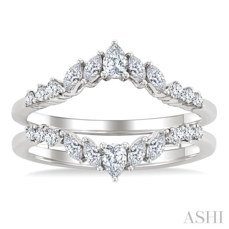 1/2 Ctw Chevron Pear, Marquise and Round Cut Diamond Insert Ring in 14K White Gold