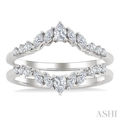 1/2 Ctw Chevron Pear, Marquise and Round Cut Diamond Insert Ring in 14K White Gold