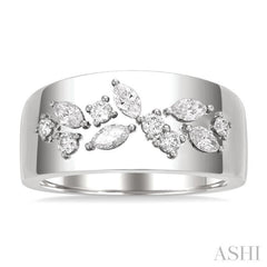 1/2 Ctw Marquise and Round Cut Diamond Fashion Wide Band in 14K White Gold