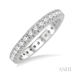 1 Ctw Round Cut Diamond Eternity Wedding Band in 14K White Gold