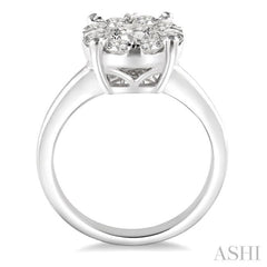 1 1/2 Ctw Lovebright Round Cut Diamond Ring in 14K White Gold