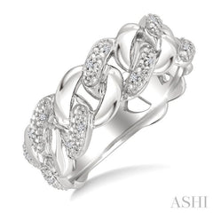 1/20 Ctw Single Cut Diamond Curb & Cuban Ring in Sterling Silver