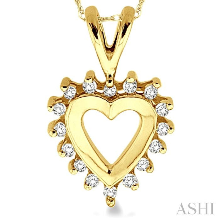 1/10 Ctw Single Cut Diamond Heart Pendant in 10K Yellow Gold with Chain