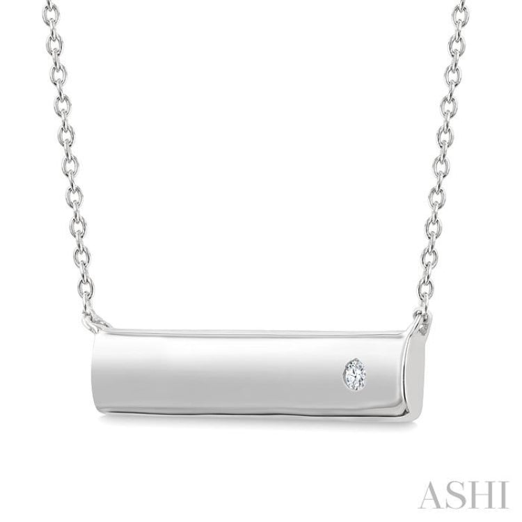 1/50 Ctw Horizontal Bar Round Cut Diamond Fashion Pendant With Chain in Sterling Silver