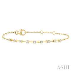 1/4 Ctw Round Cut Diamond Floating Fashion Chain Bracelet in 10K Yellow Gold