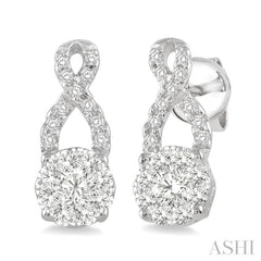 1/2 Ctw Lovebright Round Cut Diamond Earrings in 14K White Gold